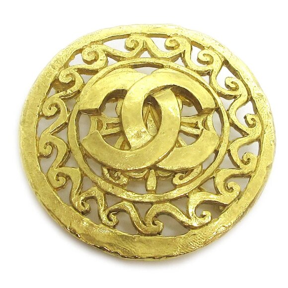 Chanel Medallion Brooch Pin Gold 95A 05175 - Picture 1 of 4